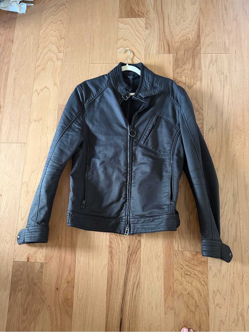 BELSTAF Men's Black Leather Moto Jacket - Classic Biker Style